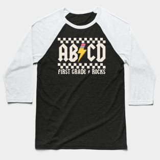 Abcd First Grade Rocks Pencil Lightning Baseball T-Shirt